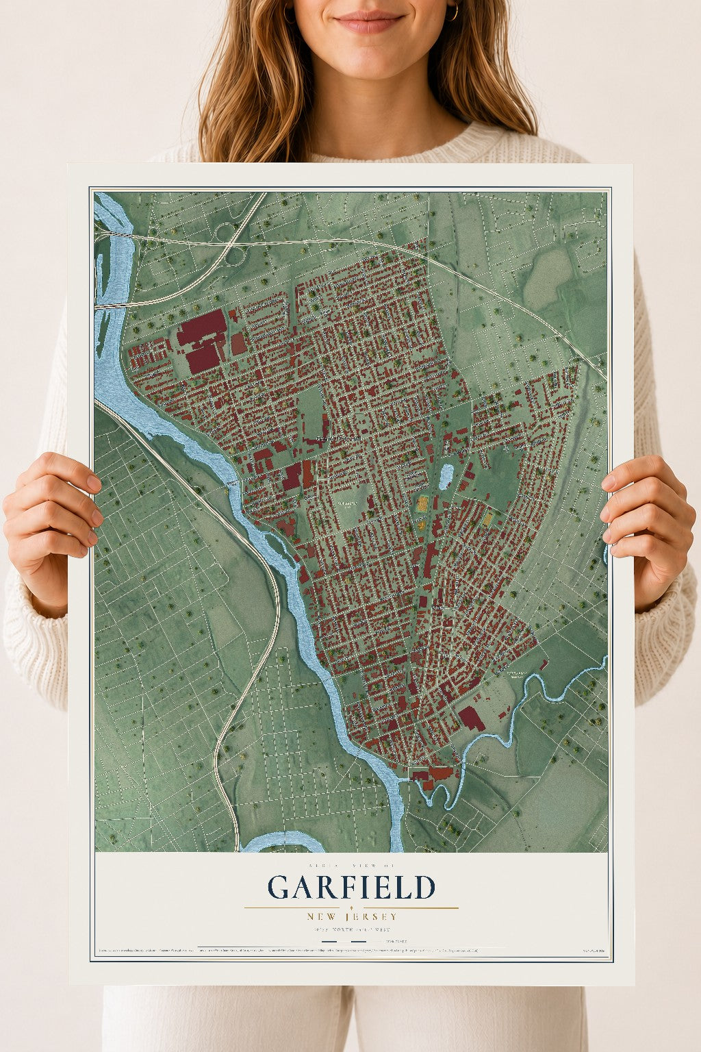 Garfield, New Jersey map print, 18" x 24" Archival Matte Print mockup