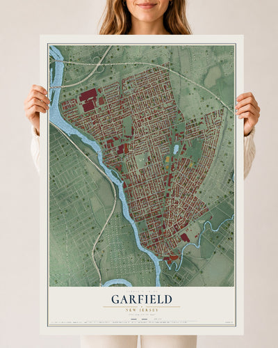Garfield, New Jersey map print, 24" x 36" Archival Matte Print mockup