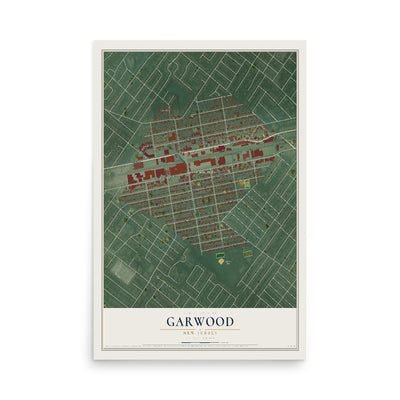 Garwood, New Jersey map print, 12" x 18" Archival Matte Print mockup