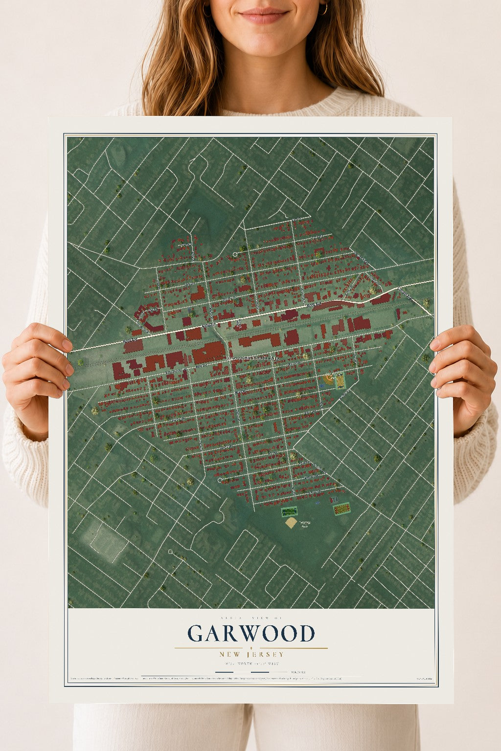 Garwood, New Jersey map print, 18" x 24" Archival Matte Print mockup