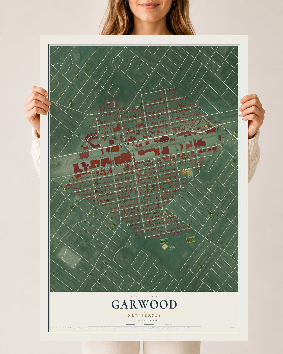 Garwood, New Jersey map print, 24" x 36" Archival Matte Print mockup