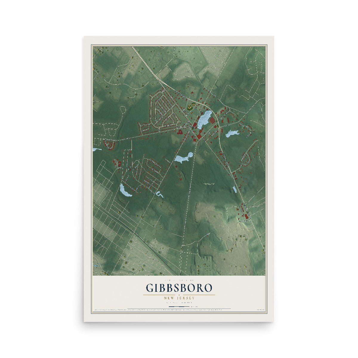 Gibbsboro, New Jersey map print, 12" x 18" Archival Matte Print mockup