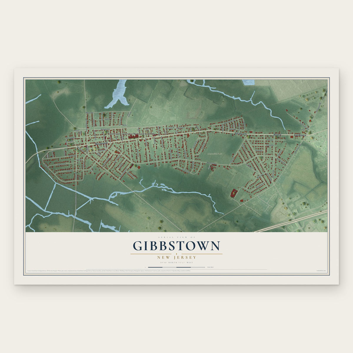 Gibbstown, New Jersey map print, the full design
