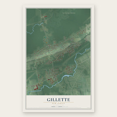 Gillette, New Jersey map print, the full design