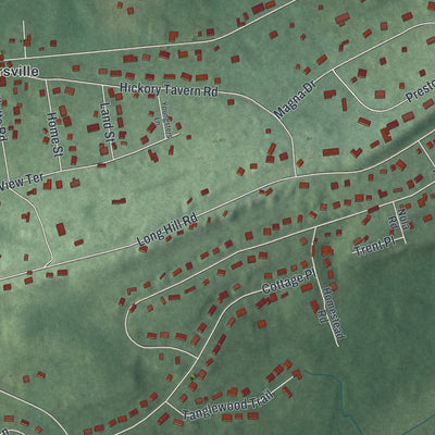 Close-up of the map of Gillette, New Jersey print showing street and building detail