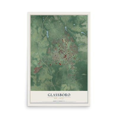 Glassboro, New Jersey map print, 12" x 18" Archival Matte Print mockup