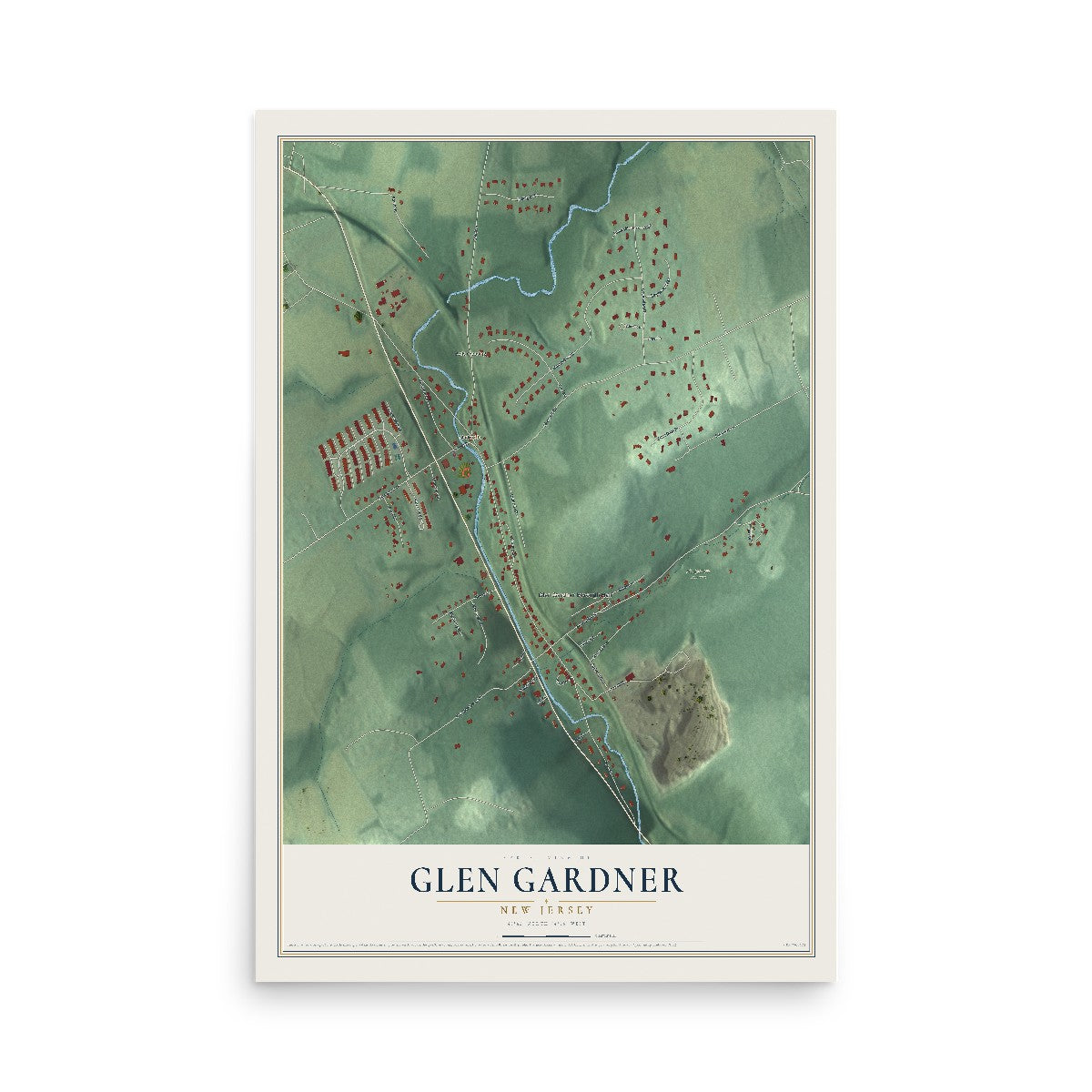 Glen Gardner, New Jersey map print, 12" x 18" Archival Matte Print mockup
