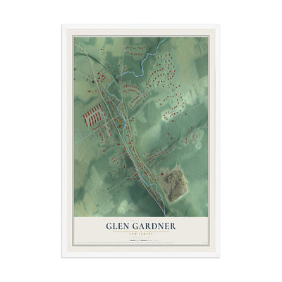 Glen Gardner, New Jersey map print, 12" x 18" W/ White Ayous Wood Frame mockup
