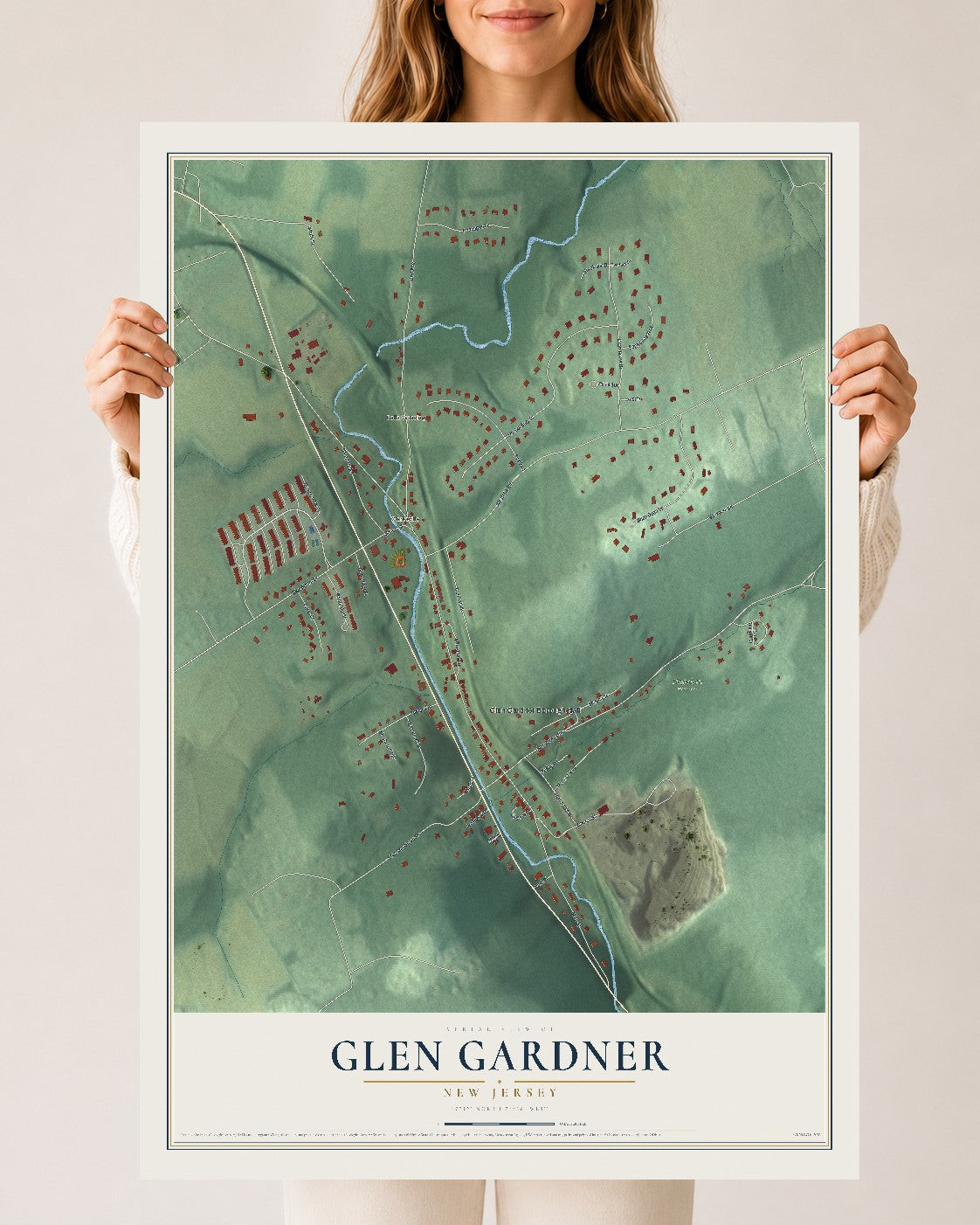 Glen Gardner, New Jersey map print, 24" x 36" Archival Matte Print mockup