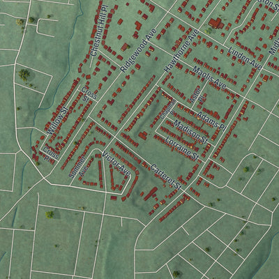 Close-up 2 of the Glen Ridge, New Jersey map artwork