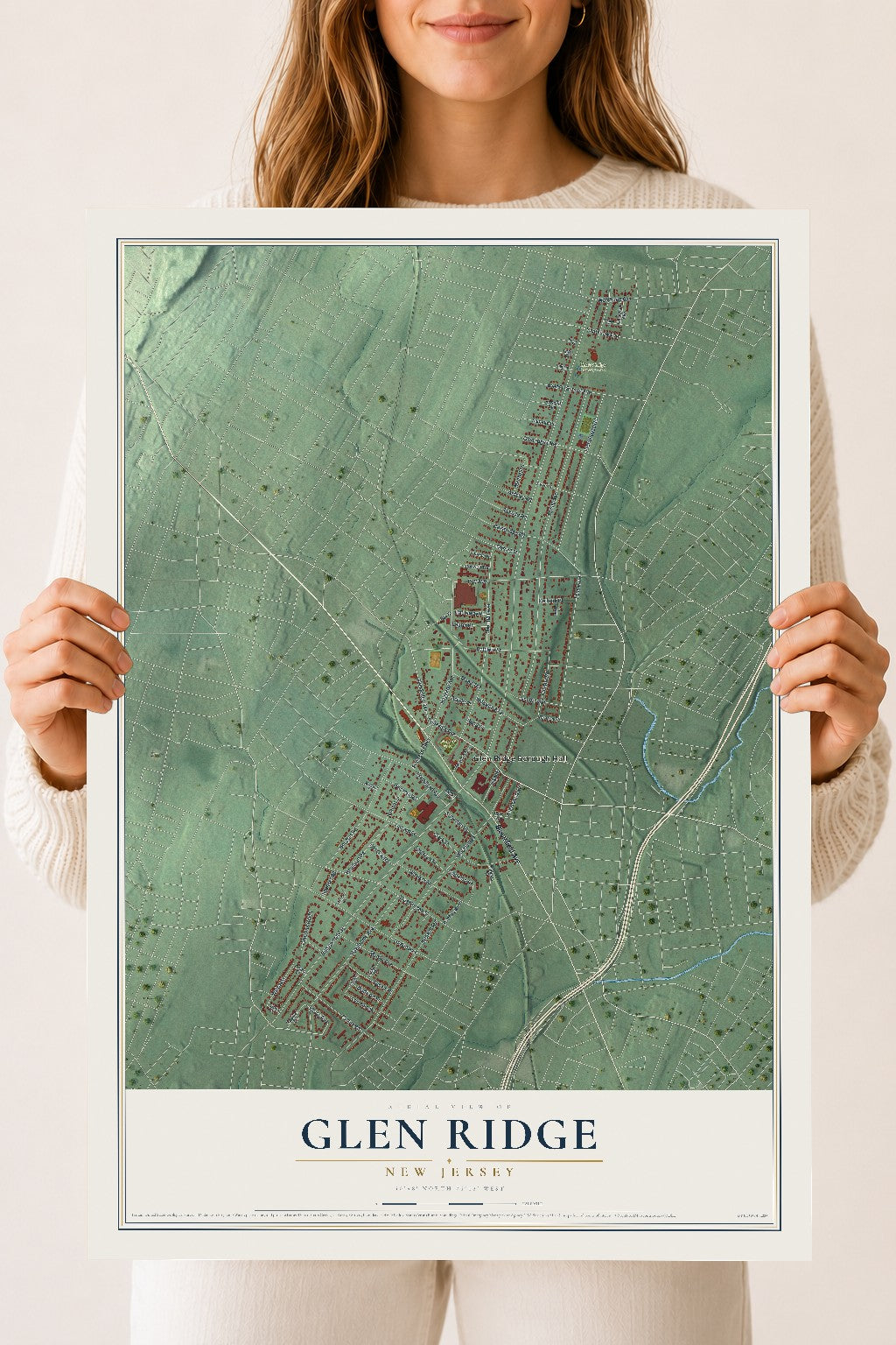 Glen Ridge, New Jersey map print, 18" x 24" Archival Matte Print mockup