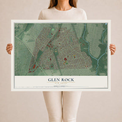 Glen Rock, New Jersey map print, 24" x 36" Archival Matte Print mockup