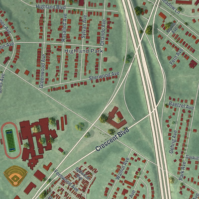 Close-up 2 of the Gloucester City, New Jersey map artwork