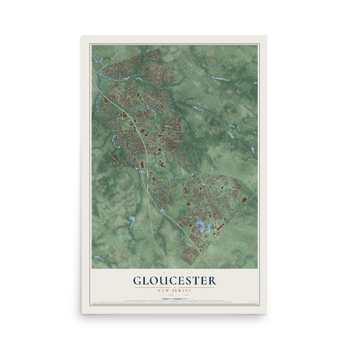 Gloucester, New Jersey map print, 12" x 18" Archival Matte Print mockup