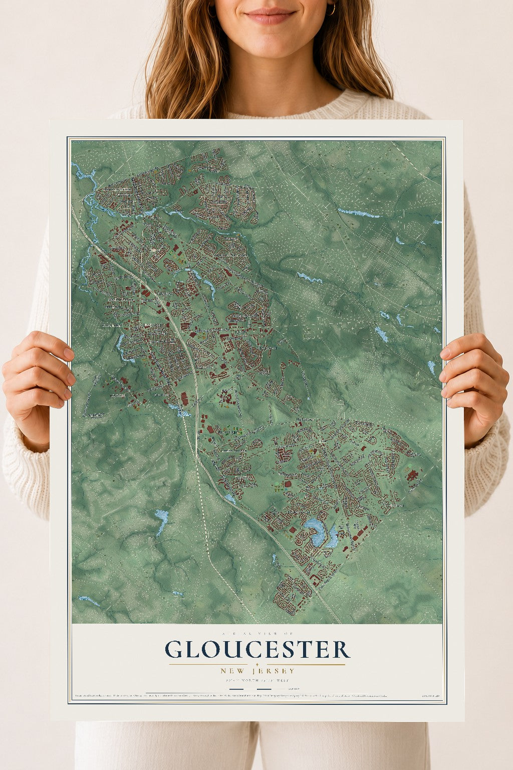 Gloucester, New Jersey map print, 18" x 24" Archival Matte Print mockup