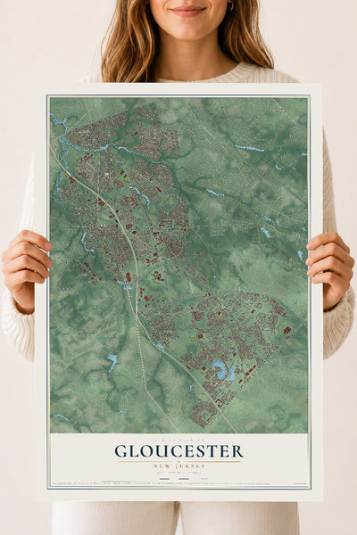 Gloucester, New Jersey map print, 18" x 24" Archival Matte Print mockup
