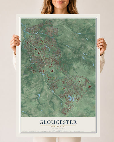 Gloucester, New Jersey map print, 24" x 36" Archival Matte Print mockup