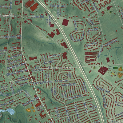 Close-up of the map of Good Intent, New Jersey print showing street and building detail