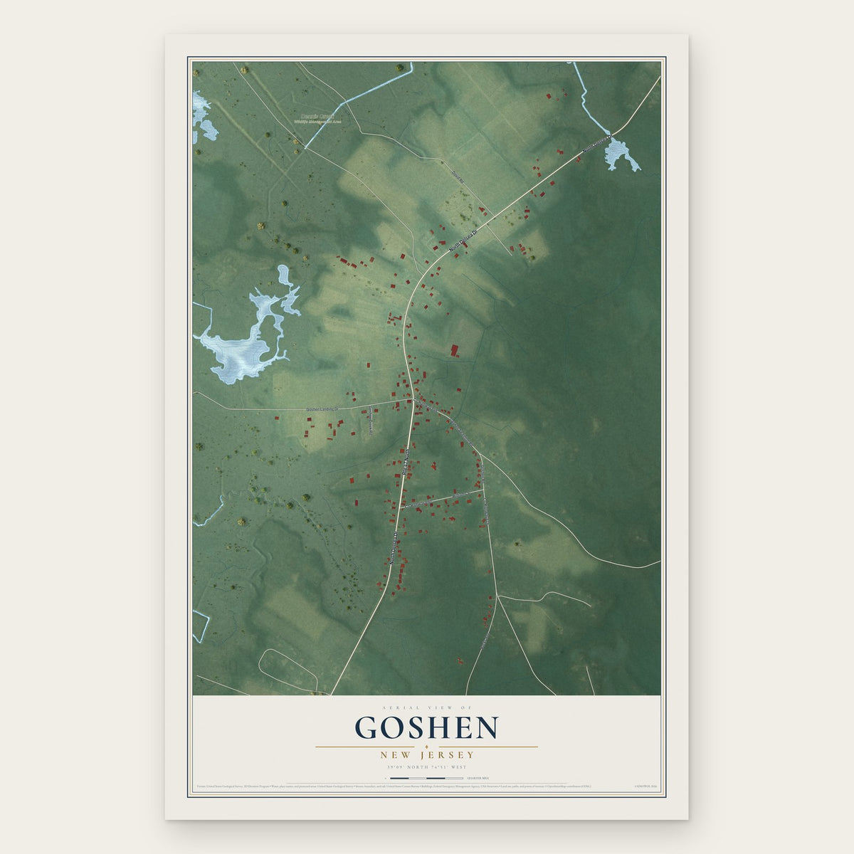 Goshen, New Jersey map print, the full design