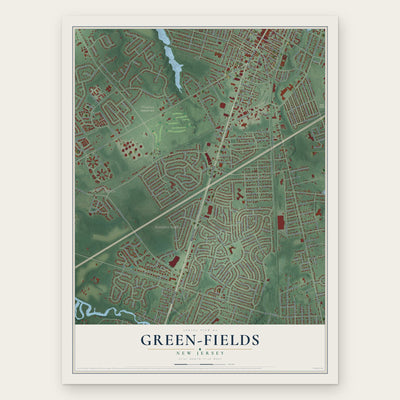 Green-Fields, New Jersey map print, the full design
