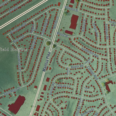 Close-up of the map of Green-Fields, New Jersey print showing street and building detail
