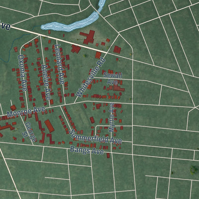 Close-up of the map of Green Grove, New Jersey print showing street and building detail