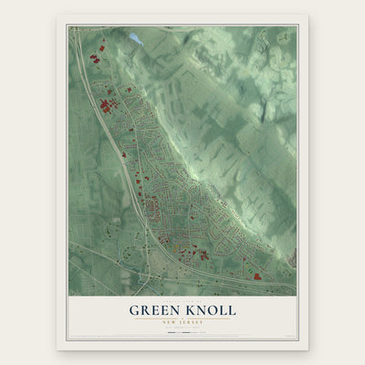 Green Knoll, New Jersey map print, the full design