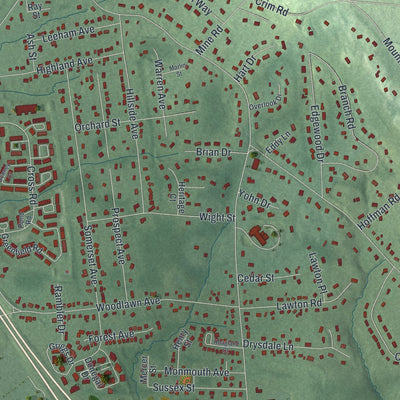 Close-up of the map of Green Knoll, New Jersey print showing street and building detail