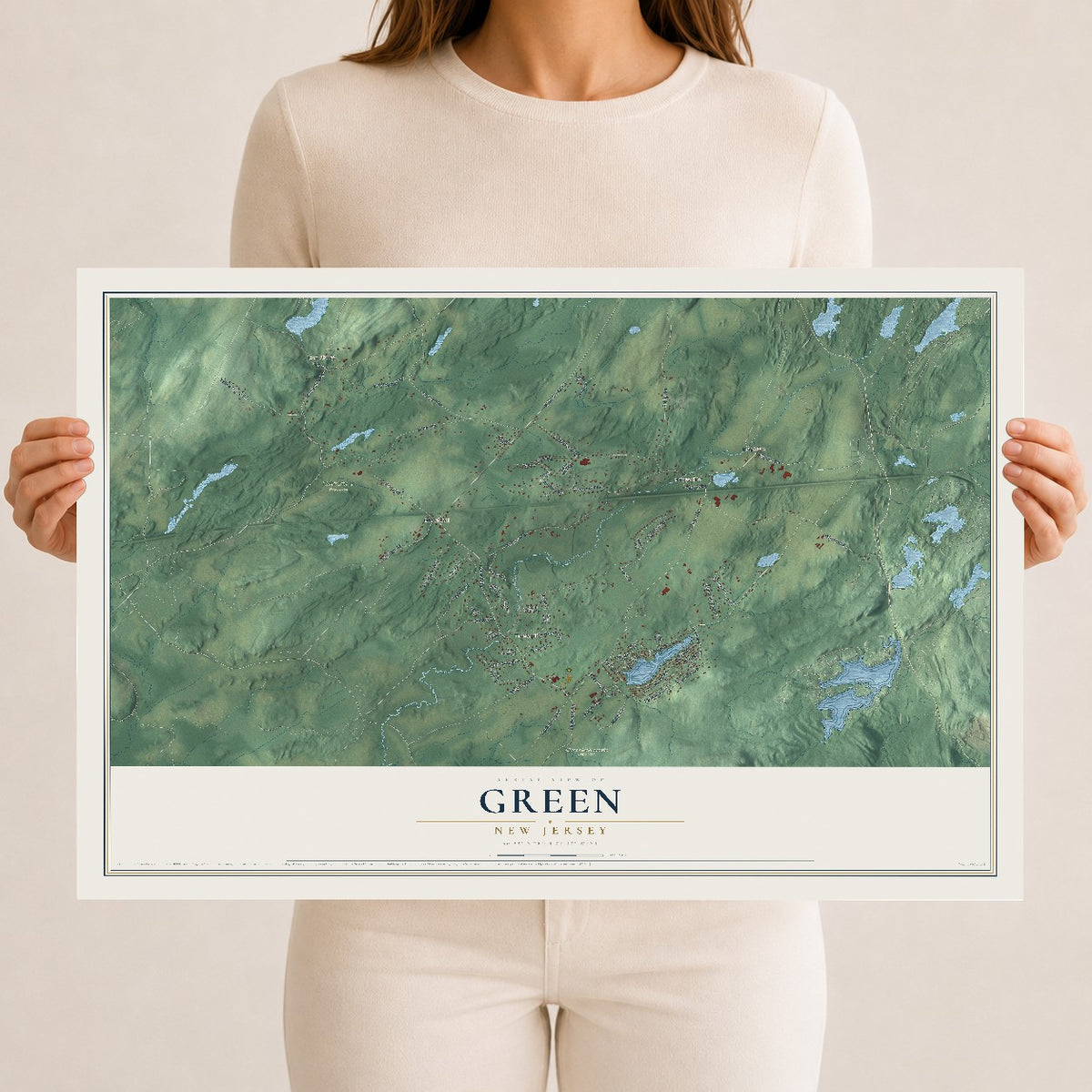 Green, New Jersey map print, 12" x 18" Archival Matte Print mockup