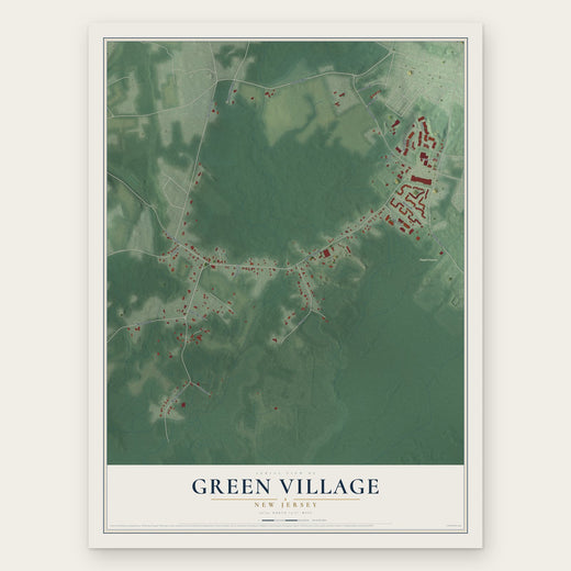 Green Village, New Jersey map print, the full design