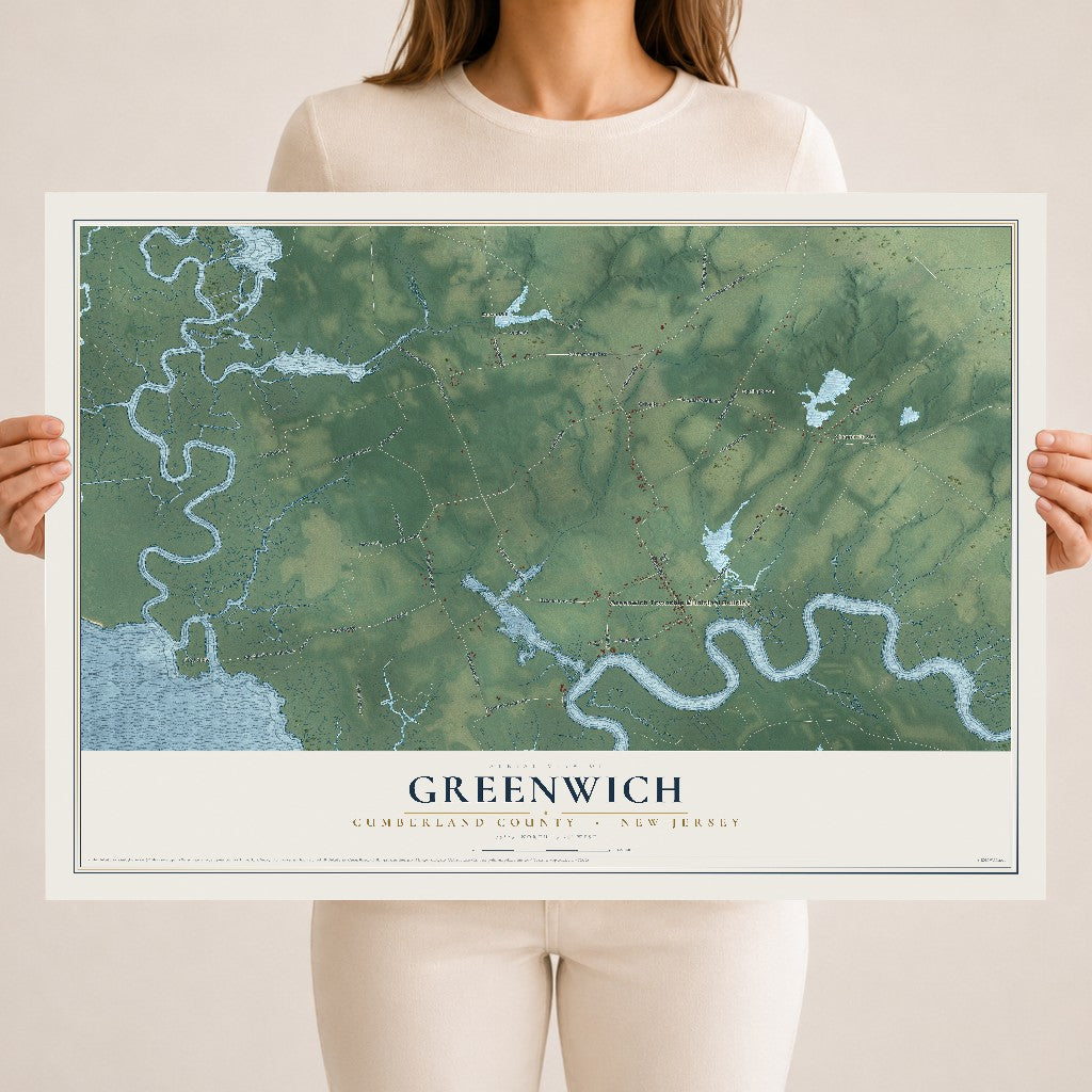 Greenwich, New Jersey map print, 18" x 24" Archival Matte Print mockup