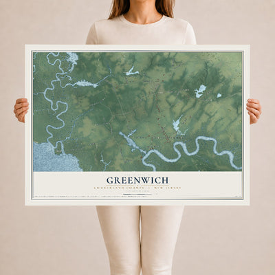 Greenwich, New Jersey map print, 24" x 36" Archival Matte Print mockup