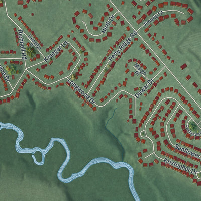 Close-up of the map of Groveville, New Jersey print showing street and building detail