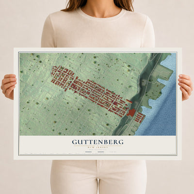 Guttenberg, New Jersey map print, 12" x 18" Archival Matte Print mockup