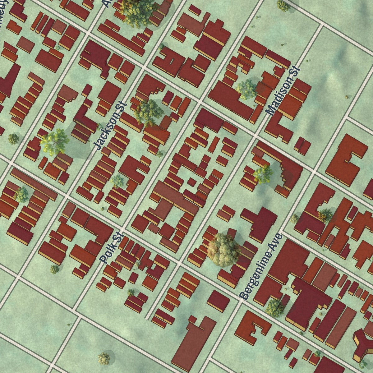 Close-up 1 of the Guttenberg, New Jersey map artwork