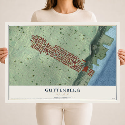 Guttenberg, New Jersey map print, 18" x 24" Archival Matte Print mockup