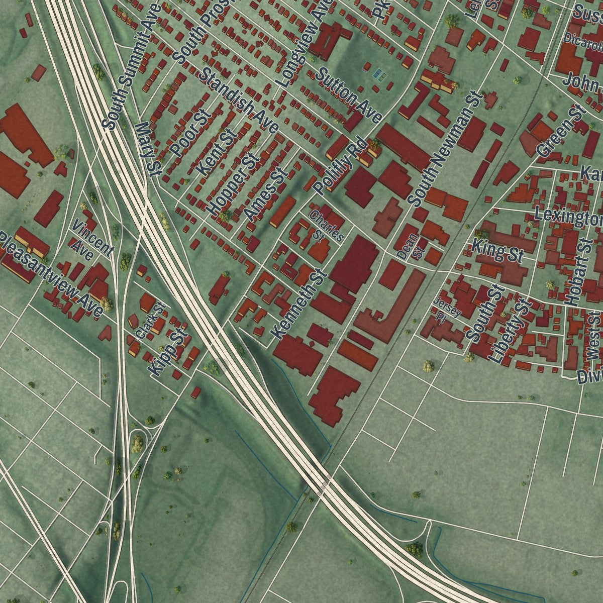 Close-up 2 of the Hackensack, New Jersey map artwork