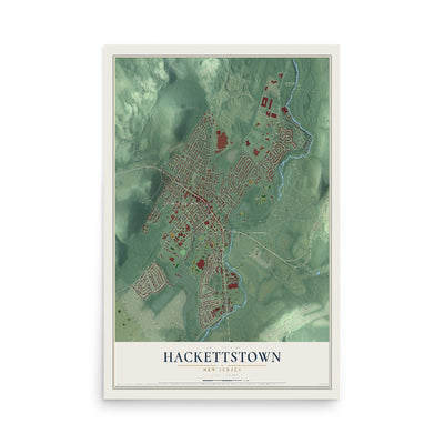 Hackettstown, New Jersey map print, 12" x 18" Archival Matte Print mockup