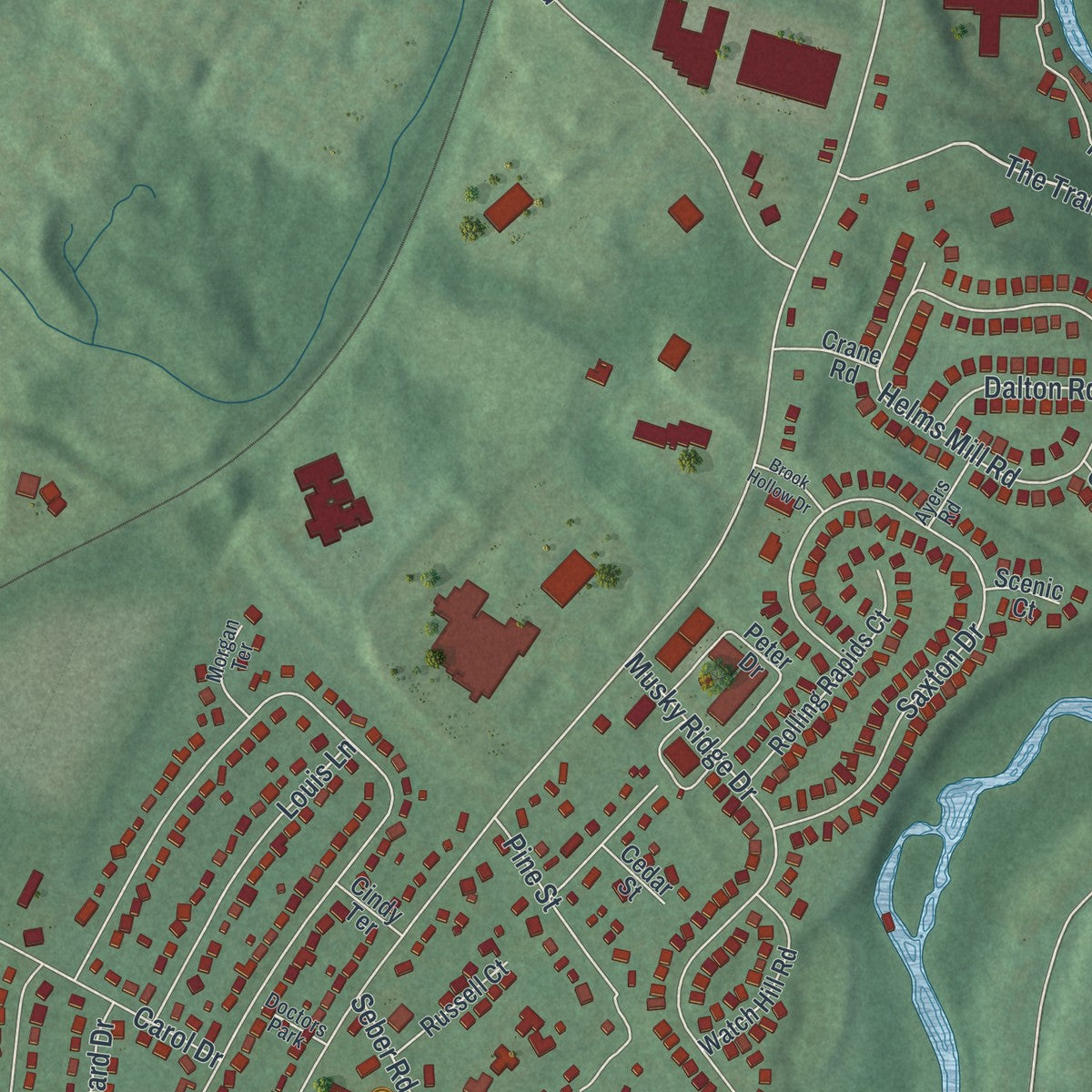 Close-up 2 of the Hackettstown, New Jersey map artwork