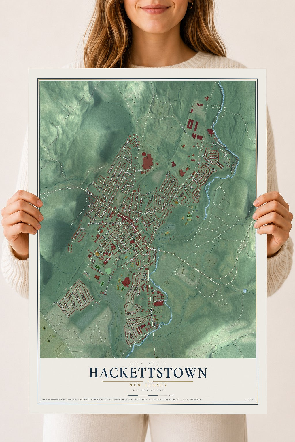 Hackettstown, New Jersey map print, 18" x 24" Archival Matte Print mockup