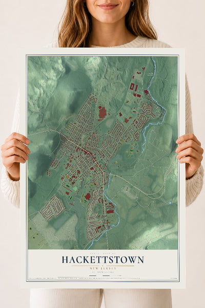 Hackettstown, New Jersey map print, 18" x 24" Archival Matte Print mockup