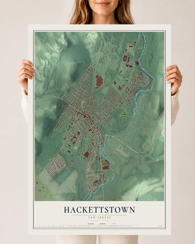 Hackettstown, New Jersey map print, 24" x 36" Archival Matte Print mockup