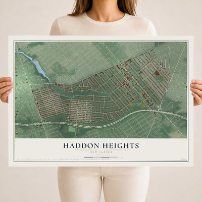 Haddon Heights, New Jersey map print, 18" x 24" Archival Matte Print mockup