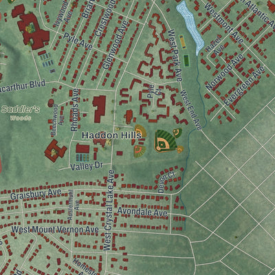 Close-up 2 of the Haddon, New Jersey map artwork