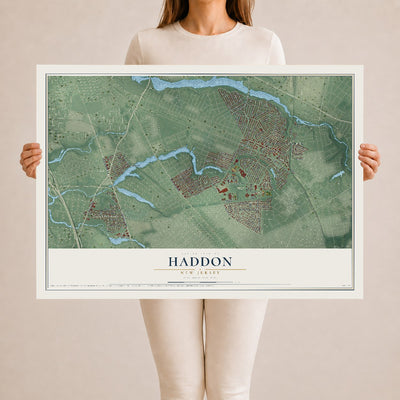 Haddon, New Jersey map print, 24" x 36" Archival Matte Print mockup