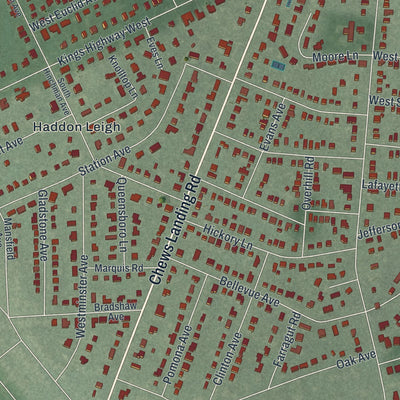 Close-up 2 of the Haddonfield, New Jersey map artwork