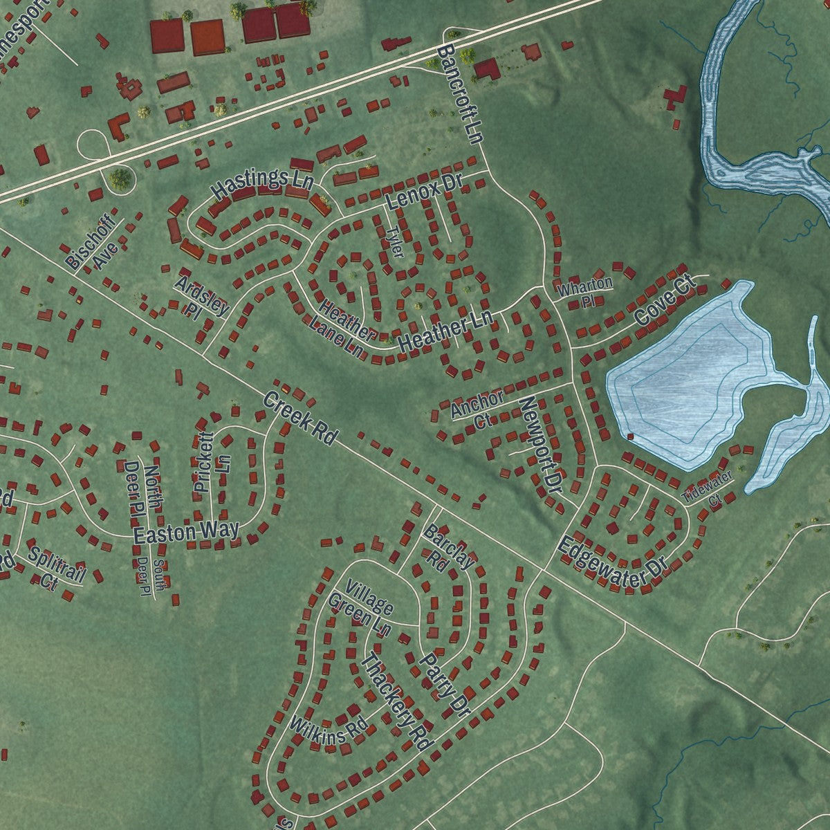 Close-up 1 of the Hainesport, New Jersey map artwork