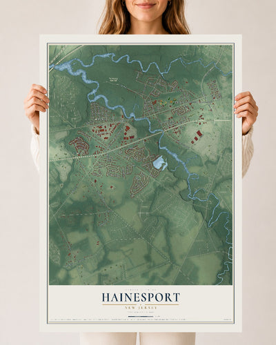 Hainesport, New Jersey map print, 24" x 36" Archival Matte Print mockup