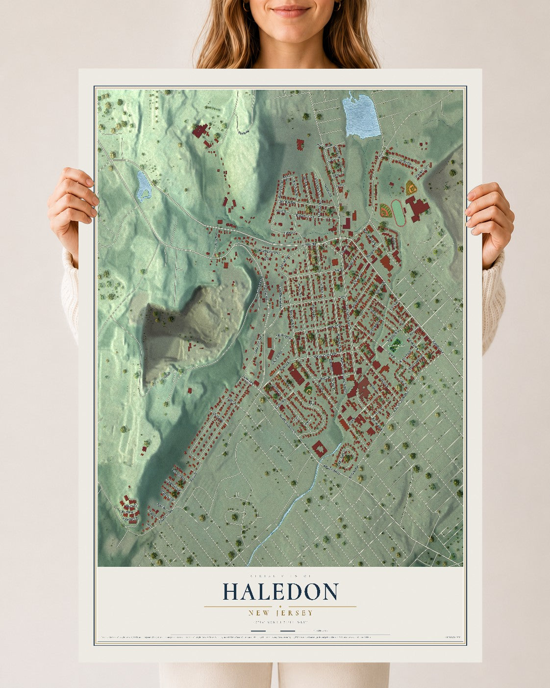 Haledon, New Jersey map print, 24" x 36" Archival Matte Print mockup