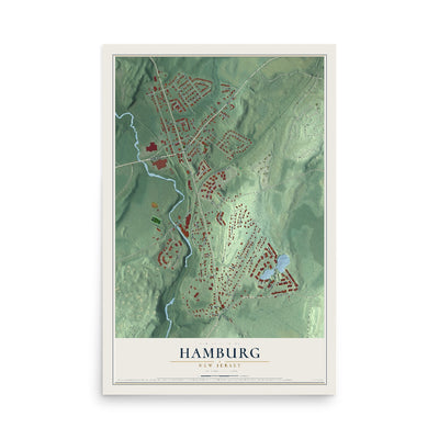 Hamburg, New Jersey map print, 12" x 18" Archival Matte Print mockup